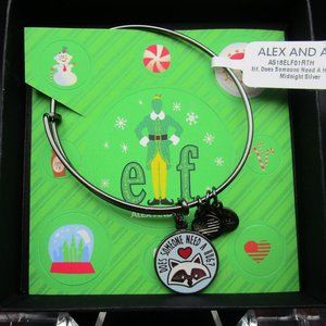 Alex and Ani ELF, DOES SOMEONE NEED A HUG Midnight Silver Bangle Tag Card Box